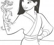 Coloriage et dessins gratuit Mushu et Mulan Disney à imprimer
