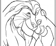Coloriage Le roi lion et Nala