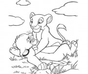 Coloriage et dessins gratuit Les petits lion disney walt à imprimer