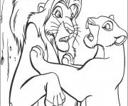 Coloriage Nala et le roi lion surpris