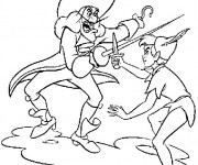 Coloriage Capitaine Crochet se combat avec Peter