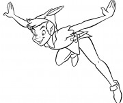Coloriage et dessins gratuit Peter Pan entrain de voler à imprimer