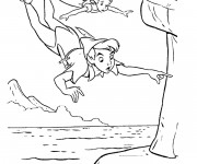 Coloriage Peter Pan vole avec Wendy
