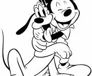 Coloriage et dessins gratuit les amis Pluto et Mickey à imprimer
