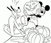 Coloriage Pluto effrayé de la citrouille de Halloween