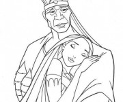 Coloriage et dessins gratuit Pocahonta étreint fermement son père à imprimer