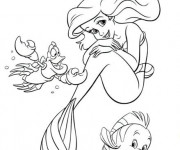 Coloriage et dessins gratuit Princesse Ariel avec ses amis à imprimer