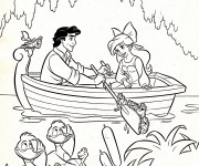 Coloriage Princesse Ariel et Prince Eric naviguent