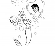 Coloriage et dessins gratuit Princesse Ariel rêve de son prince à imprimer
