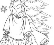 Coloriage Princesse Cendrillon célèbre le Noel
