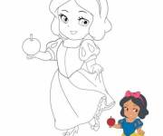 Coloriage Princesse Disney Blanche neige avec modèle