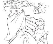 Coloriage Princesses Cendrillon et Ariel