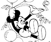 Coloriage et dessins gratuit Anniversaire de Mickey Mouse à imprimer