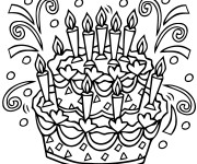 Coloriage et dessins gratuit Gâteau d'anniversaire en noir et blanc à imprimer