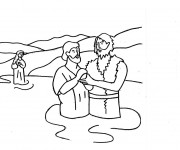 Coloriage Baptême de Jésus dans L'eau