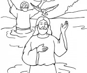 Coloriage Baptême Jésus et Jean Baptiste