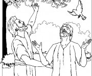 Coloriage et dessins gratuit Jésus et le Pigeon à imprimer