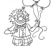 Coloriage Un Clown tout souriant portant des Ballons