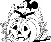 Coloriage Mickey Mouse et Citrouille de Halloween