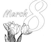 Coloriage Fête des femmes le 8 Mars avec des fleurs