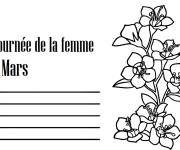 Coloriage Journée de la femme carte de Vœux avec fleur