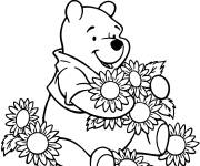 Coloriage Pooh célèbre la journée de la femme 8 Mars