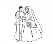 Coloriage et dessins gratuit Couple Mariage à imprimer