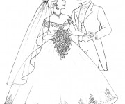 Coloriage Mariage et Robe de mariée