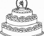 Coloriage Un gâteau de Mariage à trois étages