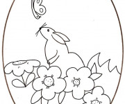 Coloriage Dessin de souris sur Oeuf de Pâques