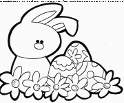 Coloriage et dessins gratuit Lapine et Oeuf de Pâques  vecteur à imprimer
