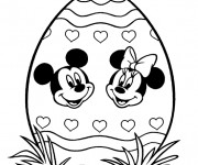 Coloriage Minnie et Mickey Mouse sur Oeuf de Pâques