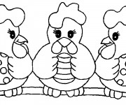 Coloriage Poulets avec Oeufs décorés pour Pâques