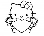 Coloriage Coeur porté par Hello Kitty
