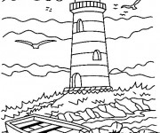 Coloriage et dessins gratuit Adulte Paysage de La mer à imprimer