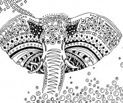 Coloriage Éléphant artistique