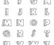 Coloriage et dessins gratuit Alphabet décoré en noir à imprimer
