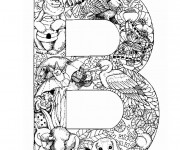 Coloriage La Lettre B de l'Alphabet et animaux