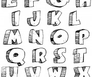 Coloriage Lettres de l'Alphabet en trois dimension