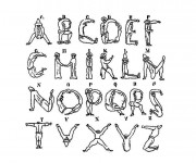 Coloriage Lettres de l'Alphabet par des personnes