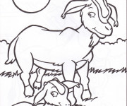 Coloriage et dessins gratuit Chèvre et son petit à imprimer