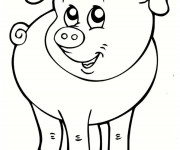 Coloriage et dessins gratuit Cochon de Ferme à découper à imprimer