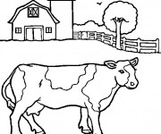 Coloriage Paysage d'une Vache