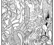 Coloriage et dessins gratuit petits singes de la jungle à imprimer