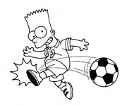 Coloriage Bart joue au ballon