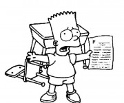 Coloriage et dessins gratuit Bart Simpson à l'école à imprimer