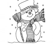 Coloriage et dessins gratuit Bonhomme de Neige en hiver à imprimer
