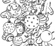 Coloriage Sapin de Noel décoré avec Les Boules