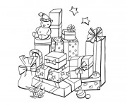 Coloriage et dessins gratuit Cadeaux de Noel en noir et blanc à imprimer