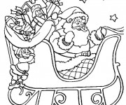 Coloriage Père Noël et ses cadeaux pour enfant